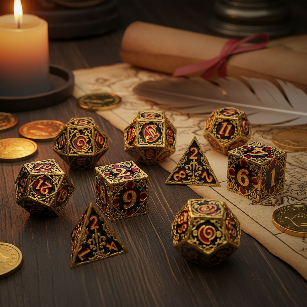 A set of fancy dnd dices